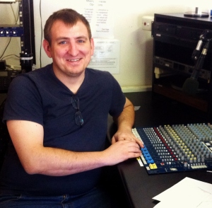 Bay FM Production engineer and media guru, Alan Blockley in the studio